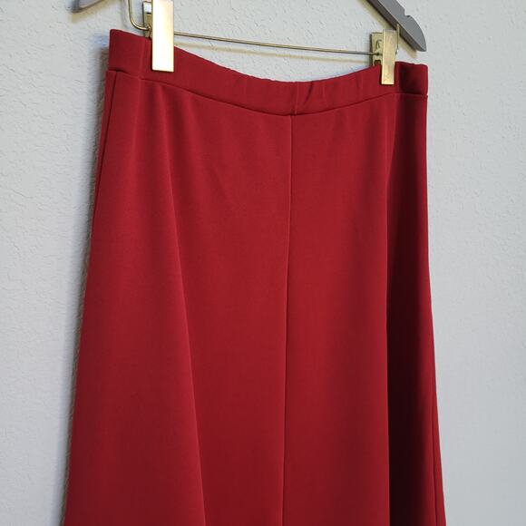 Vintage Skirt Womens L XL 14 16 Dark Red A Line Midi Elastic Waist  Retro Fall - Picture 9 of 10